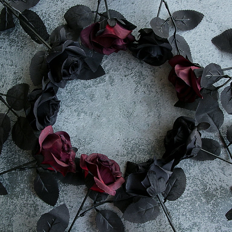 30 Red Roses Black Ribbon Crown