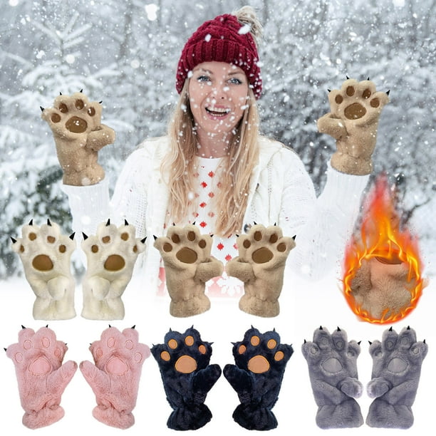 Guantes Guantes de invierno con diseño de huellas de animales, dedo completo, con forma de garra Rkxzt