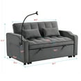 thumbnail image 4 of 3 in 1 Convertible Sleeper Sofa Bed, Velvet Loveseat Pull Out Couch with Charging, Dual Cup Holders and Phone Holder, Modern Futon Sofa Couch for Living Room, Dark Grey, 4 of 9