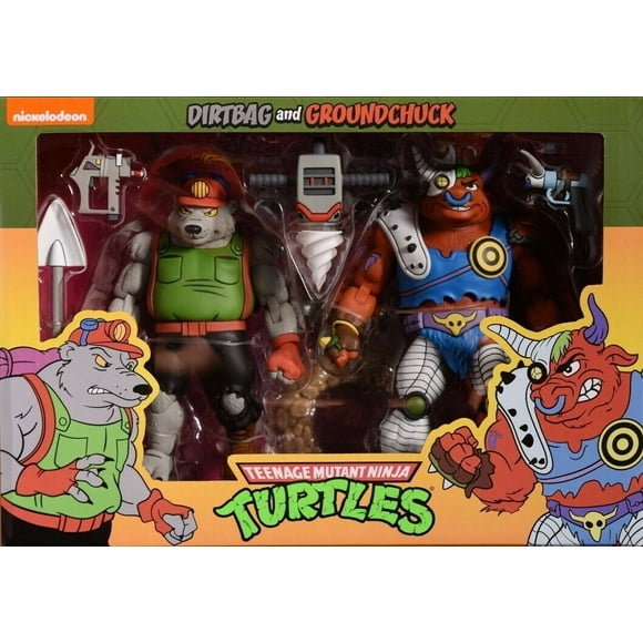 Teenage Mutant Ninja Turtles Figurine d'Action 7 Pouces Série Dessin Animé Lot de 2 - Dirtbag and Groundchuck