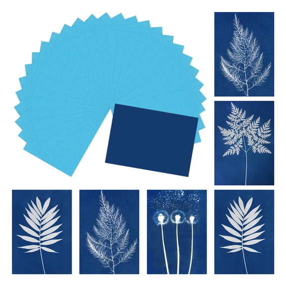 Uxcell Cyanotype Paper, 12 Sheet Sun Print Paper Kit Blue Crafts Paper 5.8x4.1 Inch