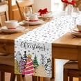 thumbnail image 6 of Christmas Tree Table Runner 90 Inches, Xmas Tree Snowflake Pink Green Black Bed Runner Dresser Scarves Tabletop for Indoor Outdoor Parties/Ceremony/Banquet, 13" x 90", 6 of 8