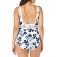 thumbnail image 2 of TOMMY HILFIGER Women's Blue Floral Stretch Allover Slimming Deep V Neck Molded Cup Escape One Piece Swimsuit 6, 2 of 2