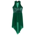 thumbnail image 6 of Haitryli Women Sleeveless Jazz Dance Dress Leotard Sequin Lyrical Dancewear Green S, 6 of 7