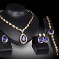thumbnail image 3 of Fiudx Elegante Conjunto de Joyas, Collar de Aleación Bañado En Oro, Pendientes de Diamantes de Imitación de Brillantes, Anillo de Pulsera Duradero, Ideal para Banquetes Nupciales, Regalo Elegante par, 3 of 5