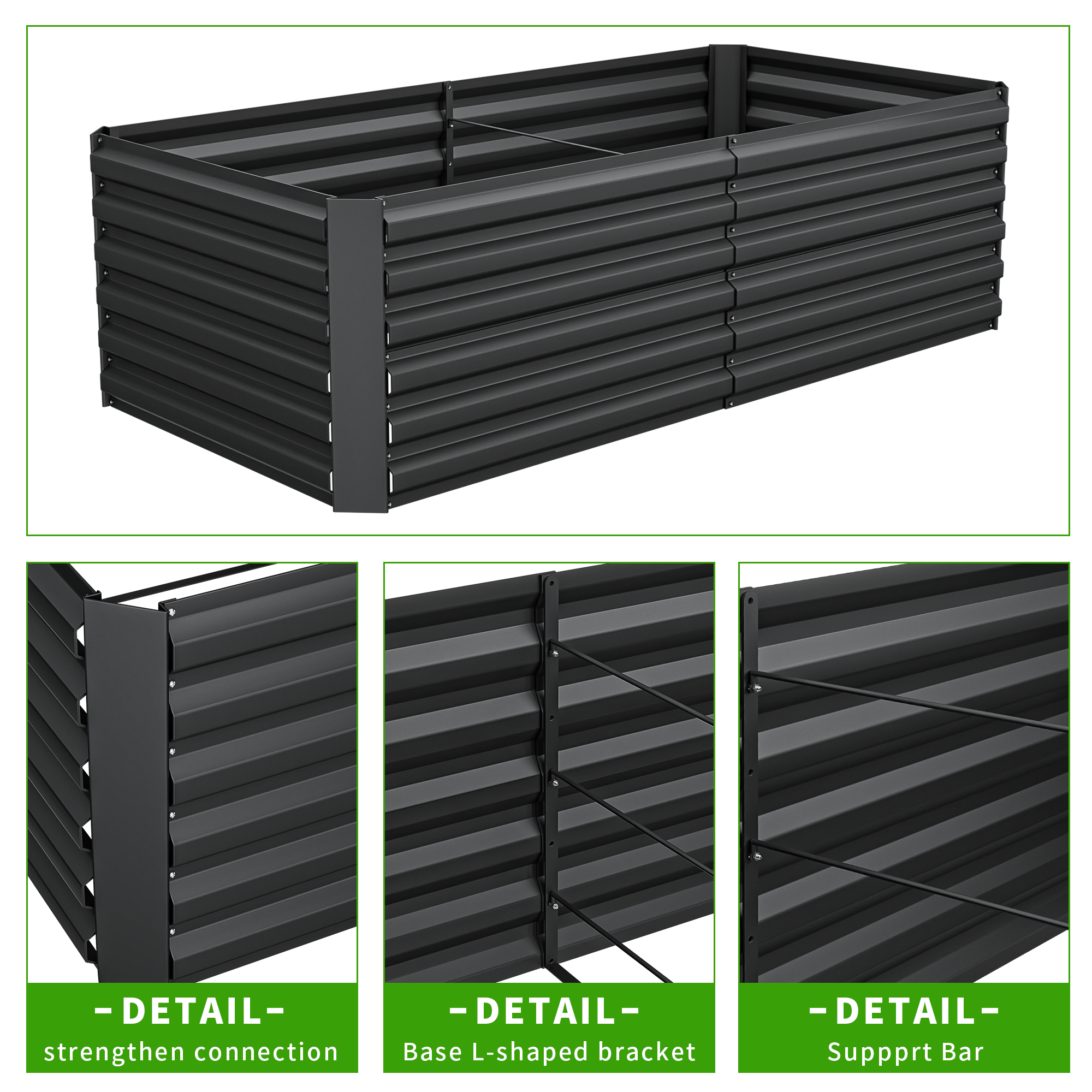FOOWIN Metal Raised Garden Bed, 8x4x2ft, 2-Pack photo 3