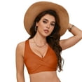 thumbnail image 4 of GEWSEY Women Underwire Full Coverage Bikini Top Only Criss Cross Push Up Swim Crop Top Tie Back Bathing Suit （Orange, L）, 4 of 9