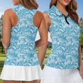 thumbnail image 5 of Aplkyhs Matching Golf Shirts for Couple Blue Tropical Leaf Golf Tennis Tank Top Athletic Sleeveless Shirts Quarter Zip Moisture Wicking Racerback Design Suitable for Outdoor Sports, 5 of 6