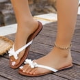 thumbnail image 6 of HomeDM Women's Flat Thong Sandals Open Toe Slip-On Dressy Summer Beach Slides Flip Flops, White Size 8.5, 6 of 7