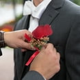 thumbnail image 4 of Uxcell Wedding Wrist Corsage, 6 Pcs Prom Party Artificial Flower Wrist Corsage, Orange, 4 of 6