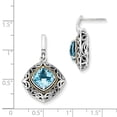 thumbnail image 3 of Shey Couture Sterling Silver with 14K Accent Antiqued Cushion Blue Topaz Post Dangle Earrings QTC795, 3 of 4