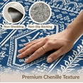 thumbnail image 6 of ODIKA 4'x6' Navy Blue Geometric Border Design Washable Area Rug Intricate Diamond Patterns with Floral Accents for Dorm Room, Small Living Stain Resistant Low Profile, Easy Care, 6 of 7
