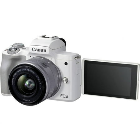 Canon - EOS M50 Mark II Mirrorless Camera with EF-M 15-45mm f/3.5-6.3 IS STM Zoom Lens - White