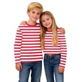 thumbnail image 4 of UQJfacai Girls Striped Long Sleeve T Shirts Kids Summer Oversized Tops Color Block Cute Casual Crewneck Tees 3-14 Years, 4 of 9