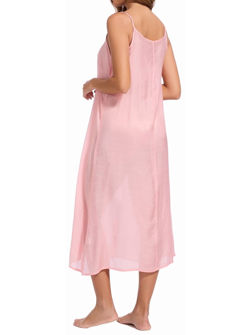 cotton full slips for under dresses Women Silk Long Slip Dress Camisoles Dress Nightgowns Petticoat Accent Two length options ( Discover 140 TEEN PARTY Maxi slip COLOR:ELECTRIC BLUE
