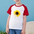 thumbnail image 6 of Feancey Boys Summer Graphic Tshirts Casual Sunflower Printed Crewneck Tops Raglan Short Sleeve Loose T-Shirts for Kids Girls Baby Today's Sales Clearance Red 3 Years, 6 of 10
