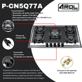 thumbnail image 2 of Parrilla de Gas Vidrio Templado 5 Quemadores AROL P-CN5Q77A, 2 of 8