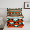 thumbnail image 5 of jejeloiu Bold Aztec Queen Comforter Set For Men Women,Tribal Pattern Comforter Sets Queen,Orange Teal,Reversible,3 Pieces,1 Comforter and 2 Pillowcases, 5 of 7