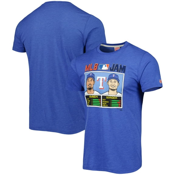 Men's Homage Corey-Seager & Marcus Semien Heathered Royal Texas Rangers MLB Jam Tri-Blend T-Shirt