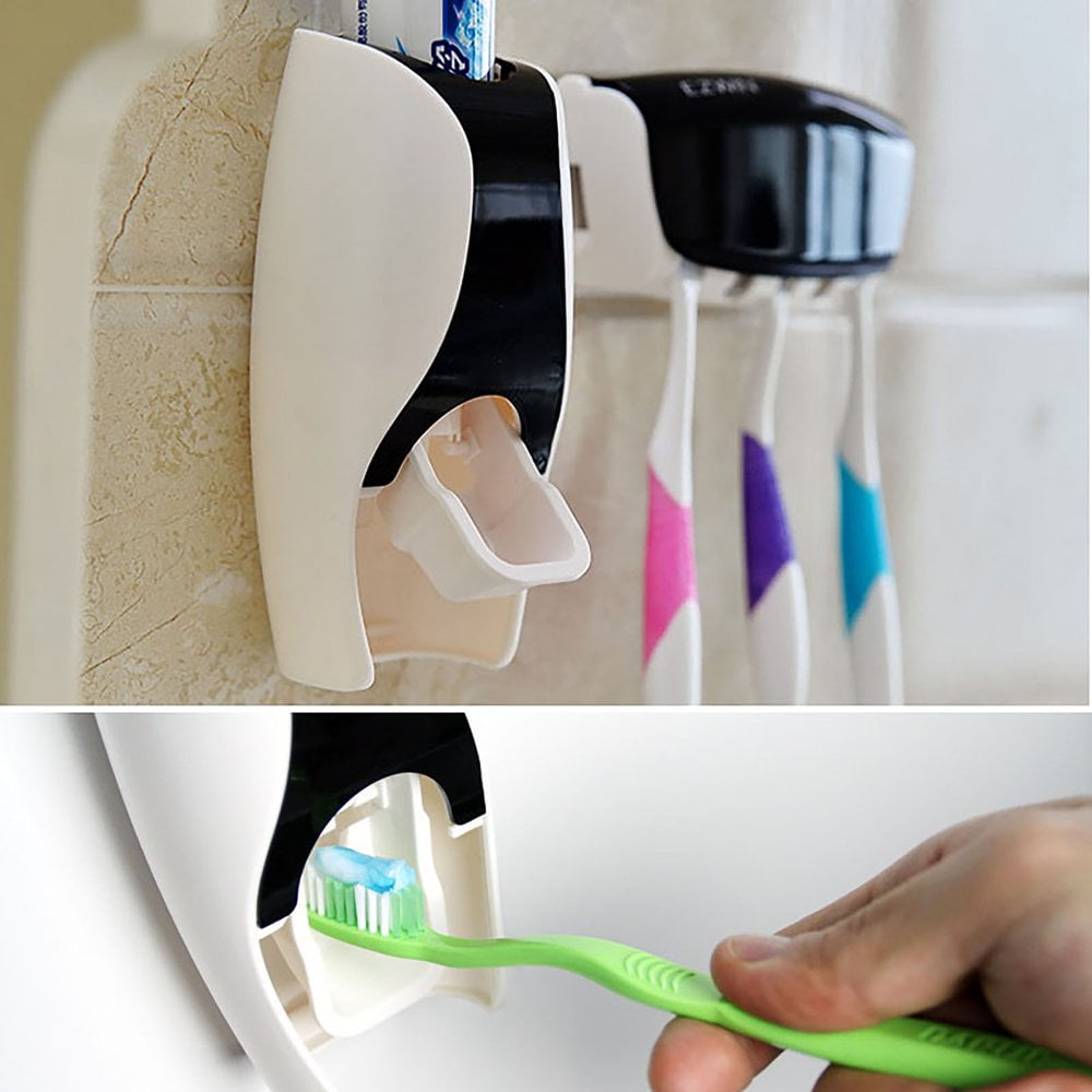 Accessoires Salle De Bain,Distributeur Automatique De Dentifrice Porte Brosse à Dents Anti Poussière Avec Tasses - Type Pink - Maison