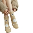 thumbnail image 2 of Brown Socks Thickened and Warm Coral Fleece Socks for Women In Autumn and Winter Mid Length Socks with Embroidered Floor Socks, 2 of 4