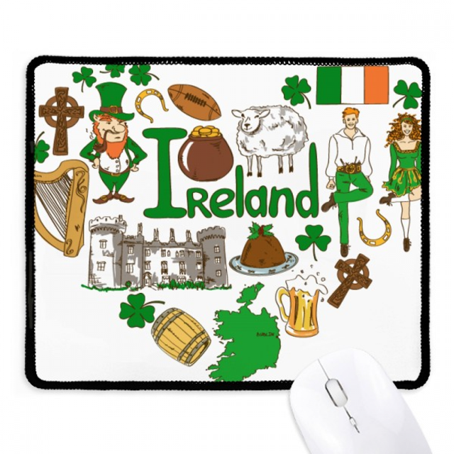 Ireland Love Heart Landscap National Flag Mousepad Stitched Edge Mat Rubber Gang Pad