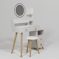thumbnail image 6 of Kadyn Vanity Desk Set with 2 AC Power + 2 USB Socket, Vanity Table Set with 17" diameter LED Mirror, 6 of 13