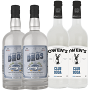 Dhōs Handcrafted Non-Alcoholic Vodka 2 Pack 750 ML Bottle w 2 Pack Owen’s Mixers Club Soda 750 ML Bottle - Keto-Friendly, Zero Sugar, Zero Calories, Zero Proof - Perfect for Mocktails - A