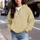 thumbnail image 5 of Ounisa Womens Hoodies Casual Long Sleeve Drawstring Waffle Pullover Tops Loose Hooded Sweatshirt with Pocket, 5 of 8