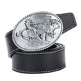 thumbnail image 4 of Mens Western Leather Belt Antique Cowboy Arabesque Buckle Indian, 4 of 6