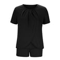 thumbnail image 5 of Evergreen Womens Pajamas Sets Shorts 2 Piece Short Sleeve Lounge Sets Fashion Women's Solid Color Short Sleeved Shirt Pants Casual Home Wear Pajama Set Ndbuld Black M, 5 of 6