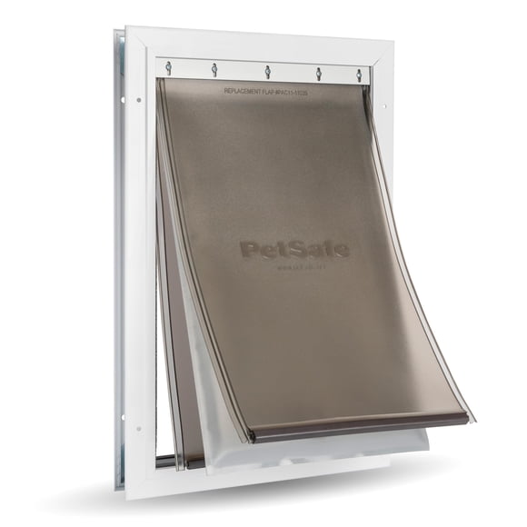 Puerta para perros PetSafe Extreme Weather de aluminio, grande, blanca