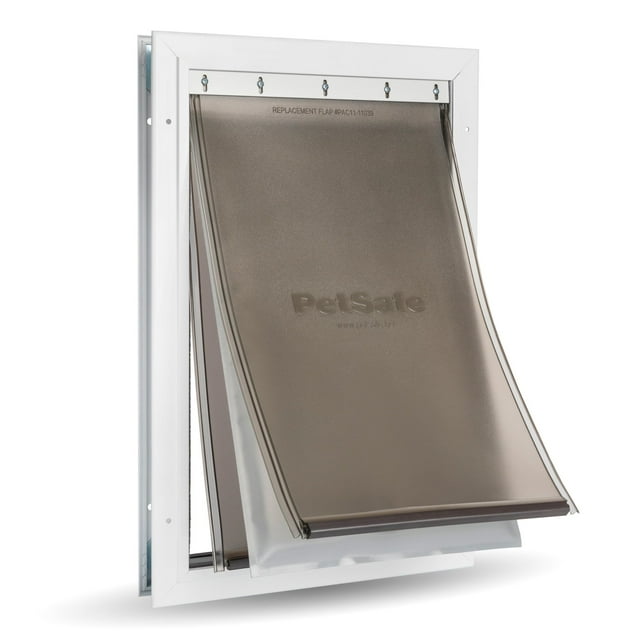 Puerta para perros PetSafe Extreme Weather de aluminio, grande, blanca