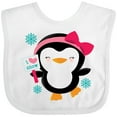 thumbnail image 3 of Inktastic Penguin Girl Snowflakes Girls Baby Bib, 3 of 4