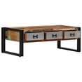 thumbnail image 2 of vidaXL Coffee Table with 3 Drawers Solid Reclaimed Wood 100x50x35 cm, 2 of 5