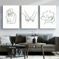 thumbnail image 2 of 3pcs Set Minimalist Black and White Love Line Art, Frameless Canvas Wall Prints, Abstract Interior Decor for Living Room, Bedroom, Office - Unframed Landscape Theme Posters, 2 of 4