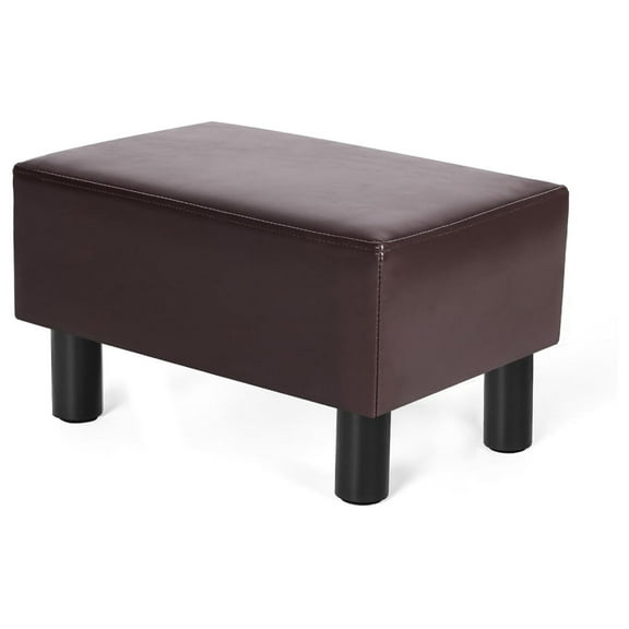 Small Foot Rest Stool Ottoman, Faux Leather Footrest Footstool for Chair, Under Desk, Office, Living Room, Brown