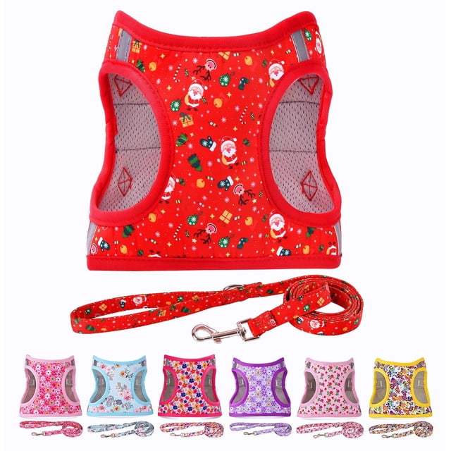 Juego de arneses y correas para perros MOONPET Christmas Floral XXS
