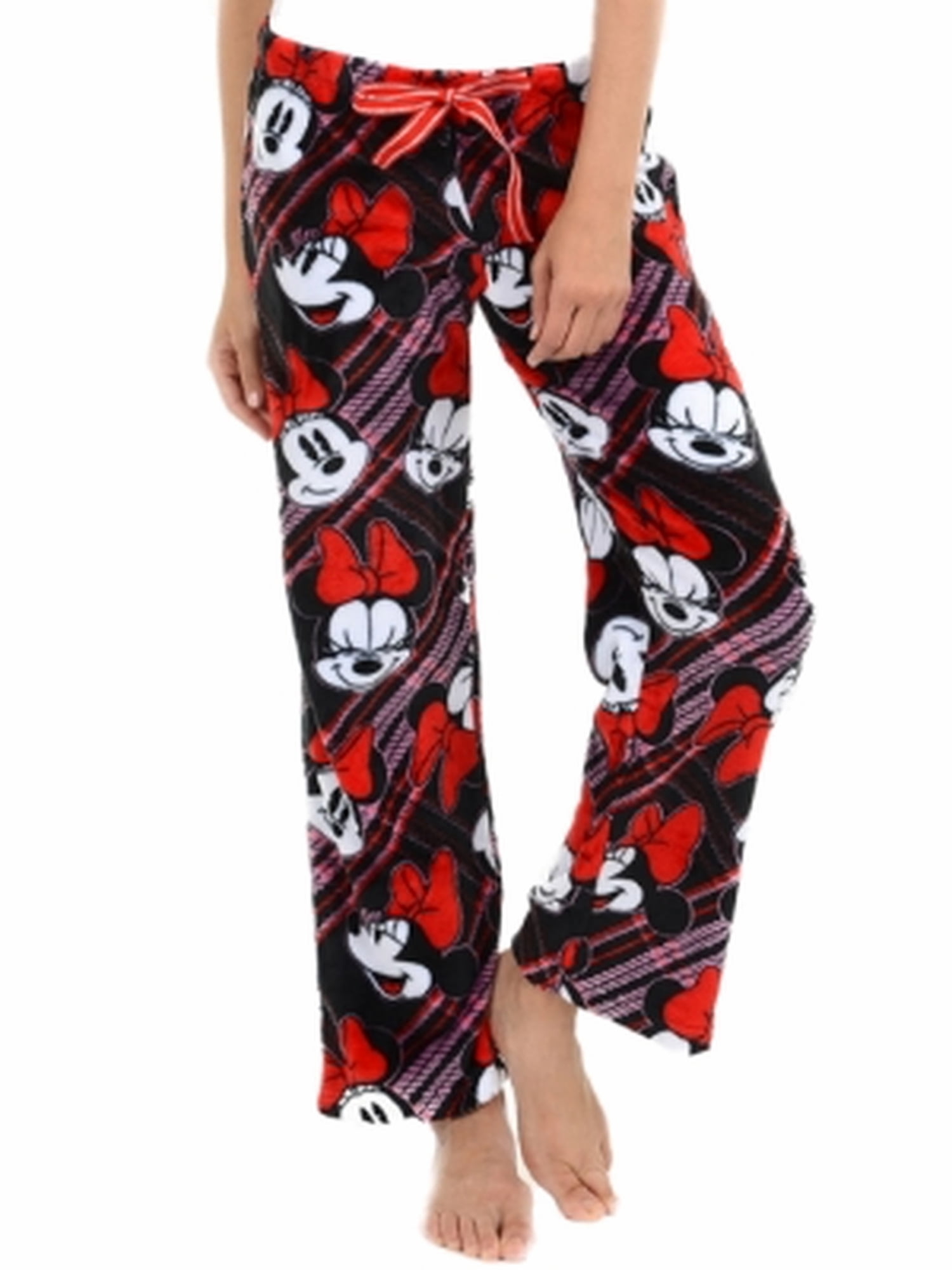 Grey Pink Disney Classic Mickey and Minnie Mouse Womens Pajama Pants Kiss