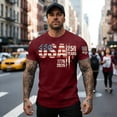 thumbnail image 4 of Mens 250 Anniversary USA Shirt Crew Neck Tops American Flag Tshirt Short Sleeve Tee Patriotic 1776-2026 Shirts 250th Anniversary Shirt Mens Tops Wine XXXL, 4 of 5