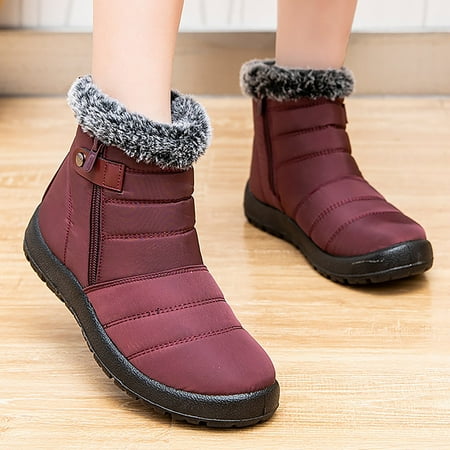

LYCAQL Womens Shoes Women Boots New Snow Boots For Winter Shoes Casua Ankle Botas Mujer Warm Winter Boots Winter Women Shoes (Red 7)