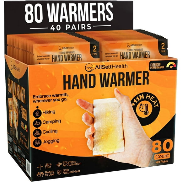 Natural Hand Warmers - 40 Pairs (80 Warmers) - Air Activated 11 Hours of Consistent Natural Heat Handwarmers Pack - Easy Activation | Portable Hot Hands Hand Warmers Bulk, Hot Heat Pack Feet & Body