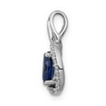 thumbnail image 2 of 14K White Gold Charm Pendant Sapphire Oval Blue Diamond Round, 2 of 4