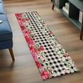 thumbnail image 3 of 2'x6' Rug Runners for Hallways Kitchen, Roses Valentine's Day Non Slip Entryway Beside Floor Carpet Runner, Romance Floral Black White Plaid Laundry Room Bedroom Throw Rugs Mat for Family Pet, 3 of 8