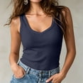 thumbnail image 2 of TEAJOPSUU Womens Summer Knitted Tank Tops Slim Fit Sleeveless Sweetheart Cami Shirts Casual Daily Basic Tank Tops Dark Blue, 2 of 5