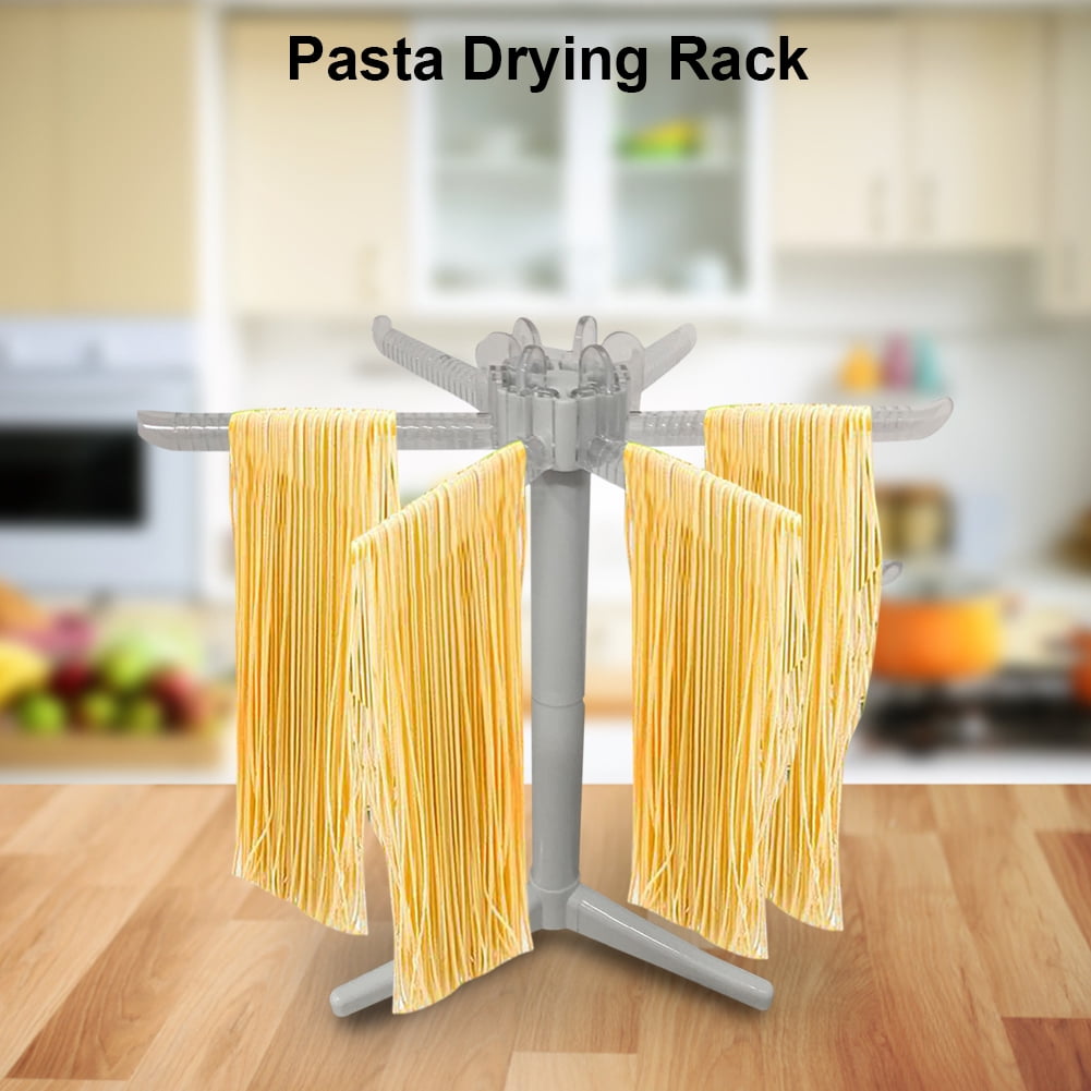 Household Spaghetti Folding Dryer Rack Hanging for Home Use Pasta Drying Rack White Collapsible Noodle Stander with 10 Bar Handles 