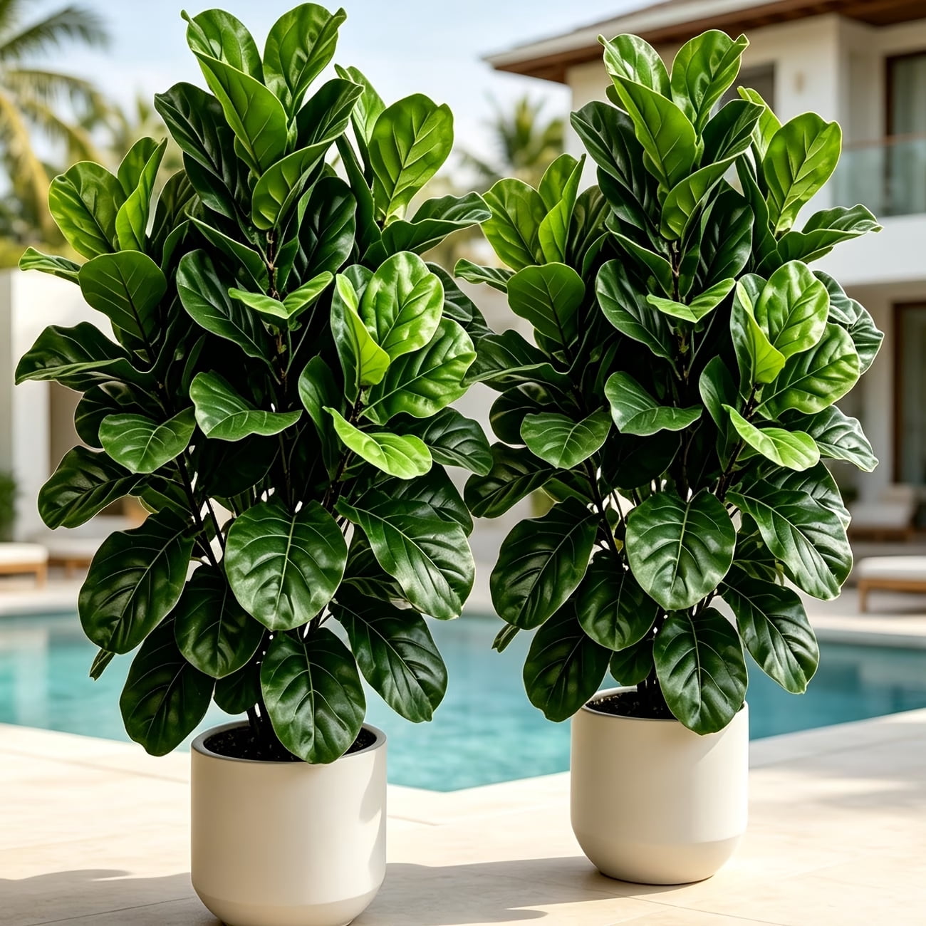 2 Pack Artificial Fiddle Leaf Fig Tree 2.8ft Fake Potted Plant for Entryway Balcony Home Office Apartment Living Room Indoor Outdoor Modern Decor Small Space Greenery