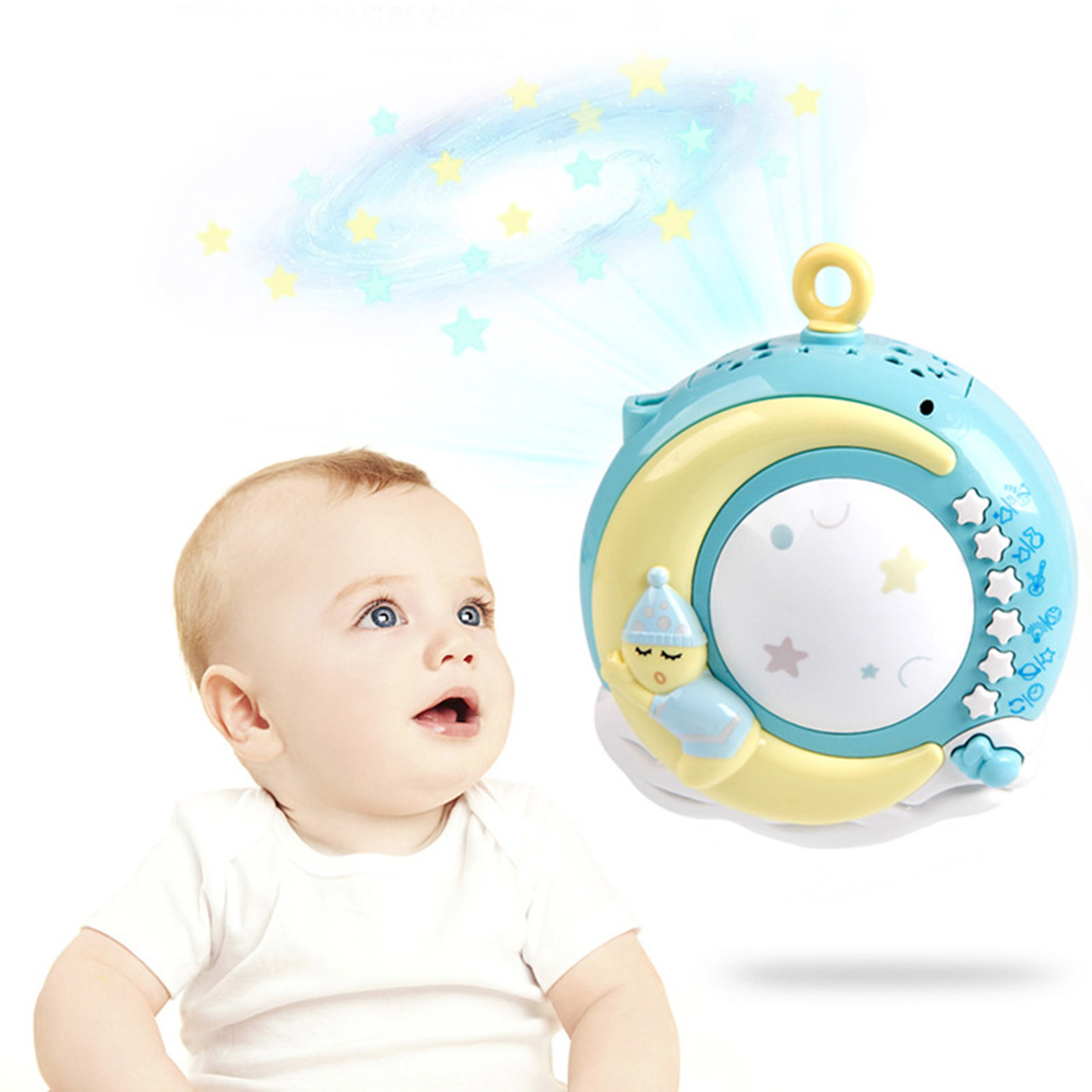 Rotating Rattles and Remote Control Music Box with Music Night Lights Baby Sleeping Toy Baby Musical Crib Mobile