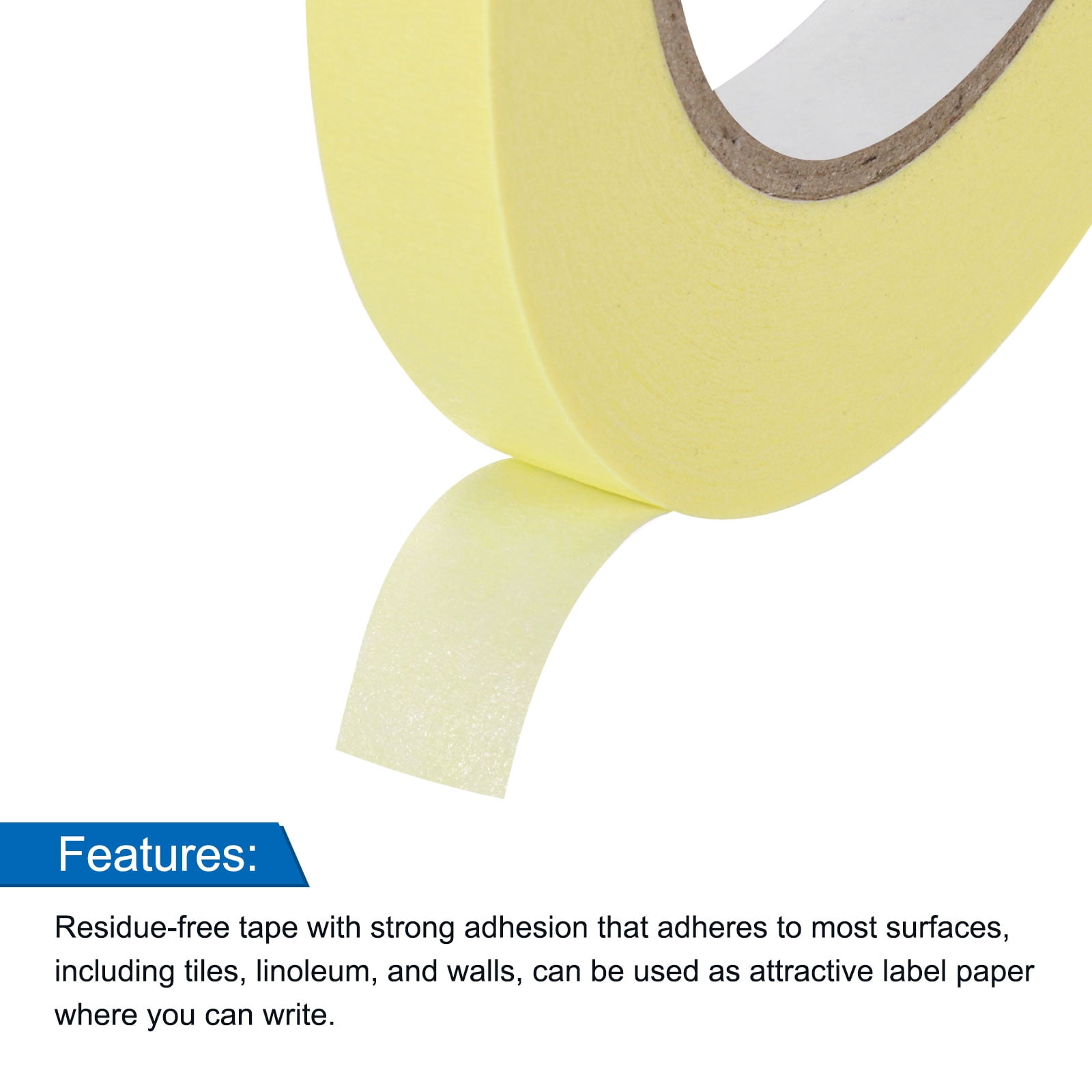 Uxcell 10Pcs 0.5 inch Wide 60 Yards Light Yellow Masking Tape Painters Tape Rolls for Home Office