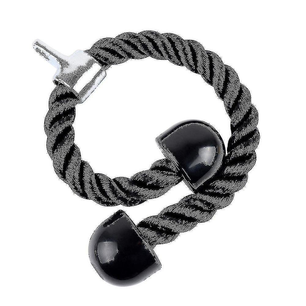 Corde Triceps Poignée Ergonomique - Nylon Tressé Antidérapant - Pour Machine à Câble - 500g Noir
